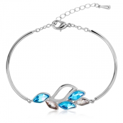 Swarovski Elements 18K White Gold Plated Blue Leaf Bracelet