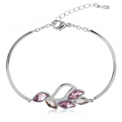 Swarovski Elements 18K White Gold Plated Rose Leaf Bracelet