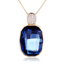 Swarovski Elements Beautiful Blue 18K Yellow Gold Plated Necklace