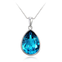 Swarovski Elements Blue Tear 18K White Gold Plated Necklace