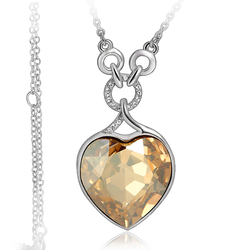 Swarovski Elements Gorgeous Amber Heart Gold Plated Necklace