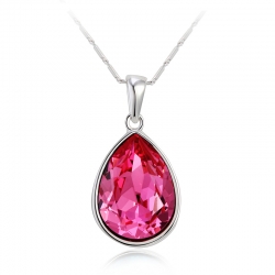 Swarovski Elements Pink Tear 18K White Gold Plated Necklace