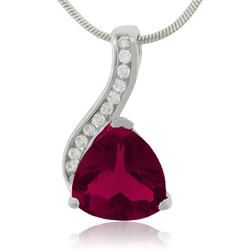 Ruby Trillion Cut Stone Sterling Silver Pendant