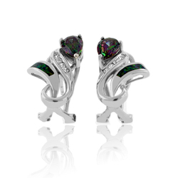 Very Elegant Australian Opal Mystic Topaz Earrings