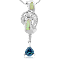 White Australian Opal And Alexandrite Silver Pendant