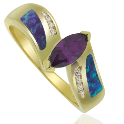 Precious Gold Plated Ring With Marquise Cut Tanzanite Gemstone