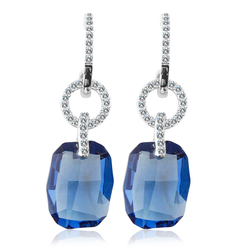 Amazing Sterling Silver Blue Swarovski Earrings