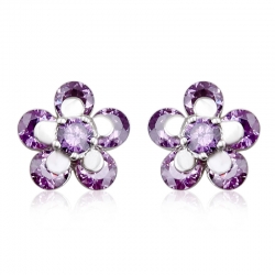 Beautiful Purple Flower Swarovski Crystal Earrings