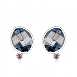 Blue Sterling Silver Swarovski Crystal Earrings