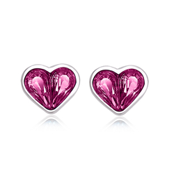 Pink Heart Shaped Swarovski Crystal Earrings