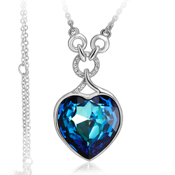 Swarovski Elements Gorgeous Blue Heart White Gold Plated Necklace