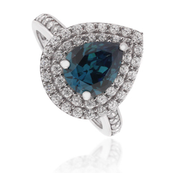 Pear Cut Alexandrite ( Blue/Green ) Silver Ring