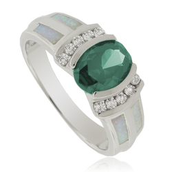 Australian Opal and Alexandrite Silver Ring