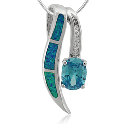Australian Opal Pendant with Blue Topaz