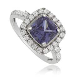 Square-Cut Tanzanite 925 Sterling Silver Ring