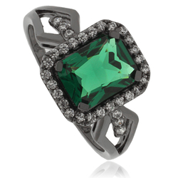 Amazing Emerald Oxidized Silver Ring