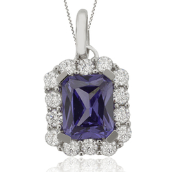 Emerald Cut Tanzanite & Silver Pendant