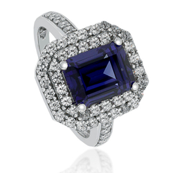 Emerald-Cut Tanzanite 925 Silver Ring