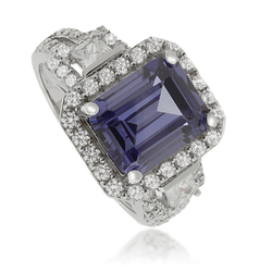 Emerald-Cut Tanzanite 925 Sterling Silver Ring