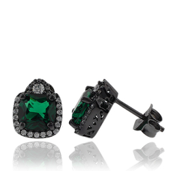 Precious Emerald Earrings with Simulated Diamonds