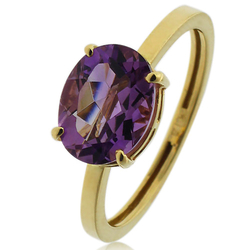 Genuine Amethyst 14K Yellow Gold Ring