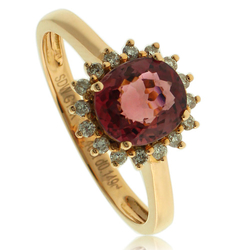 Genuine Rubellite 18K Yellow Gold Ring