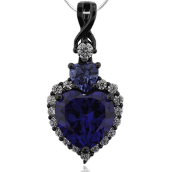 Heart Shape Tanzanite & Black Silver Pendant