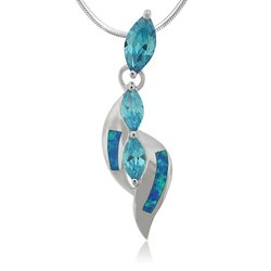 Opal and Swiss Blue Topaz Sterling Silver Pendant