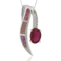 Australian Opal Pendant with Ruby