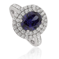 Oval-Cut Tanzanite Sterling Silver Ring