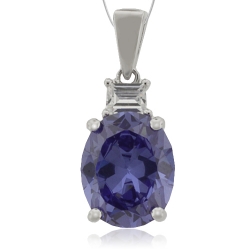 Oval-Cut Silver Pendant with Tanzanite