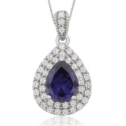 Drop Cut Tanzanite & Silver Pendant