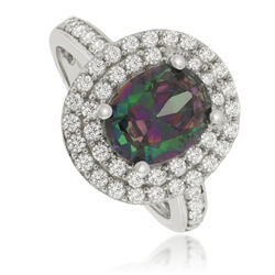 Oval-Cut Mystic Topaz .925 Silver Ring