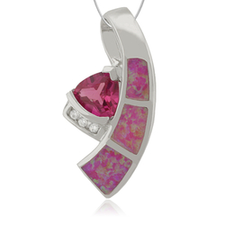 Beautiful Trillion Cut Ruby with Pink Opal and Zirconia