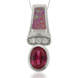 Ruby and Opal Silver Pendant