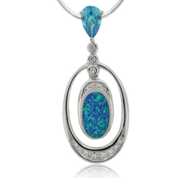 Amazing Blue Opal and Blue Topaz Pendant