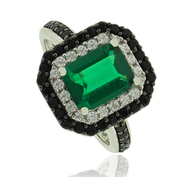 Gorgeous Emerald Ring With Simulated Diamonds