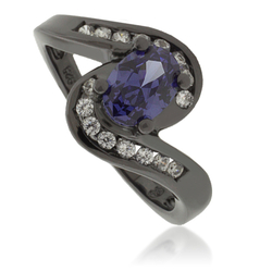 Oval-Cut Tanzanite Oxidized Silver Ring