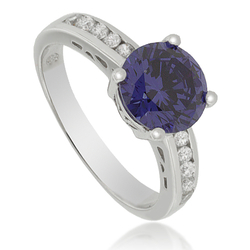 Round-Cut Tanzanite Sterling Silver Ring