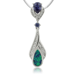 Silver Tanzanite and Opal Pendant.