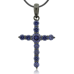 Tanzanite Black Silver Cross Pendant