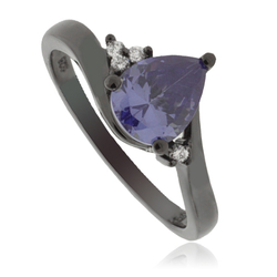 Tanzanite Pear Cut Silver Ring