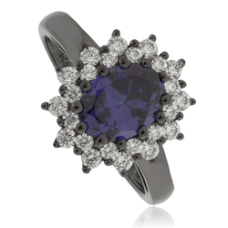 Princess Kate Tanzanite Black Silver Ring