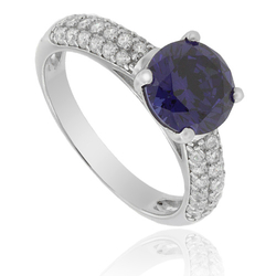 Solitaire Round-Cut Tanzanite Silver Ring