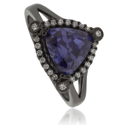 Trillion-Cut Tanzanite Oxidized Silver Ring