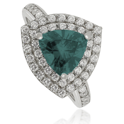 Trillion Cut Alexandrite ( Blue/Green ) Silver Ring