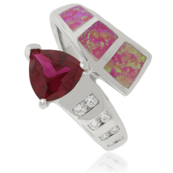 Trillion Cut Ruby Opal Ring