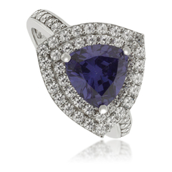 Trillion-Cut Tanzanite Sterling Silver Ring