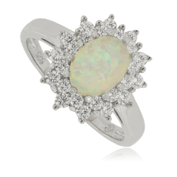Beautiful White Opal and Sterling Silver Ring