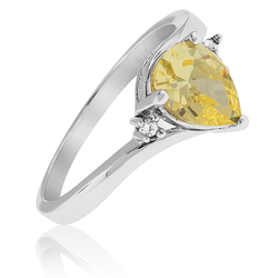 Citrine Pear Cut Silver Ring